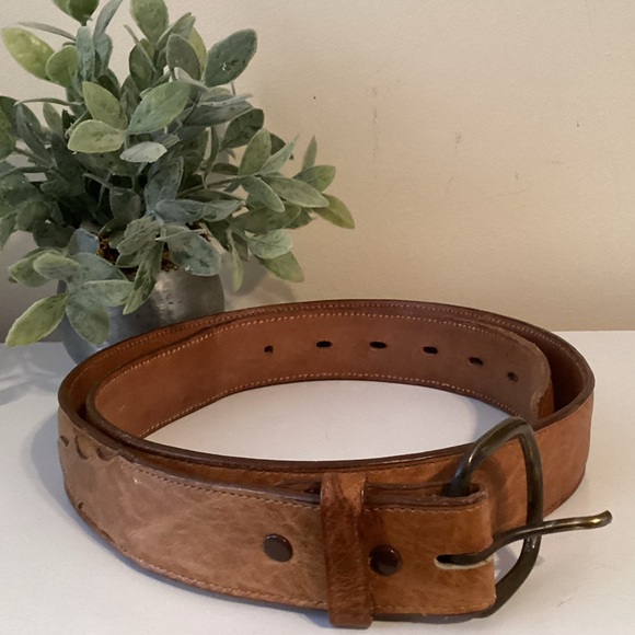 Made in U Accessories - Tony Lama Leather Belt - Tan Brown Made in USA